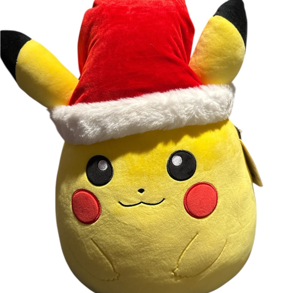 Festive Yellow Plush with Santa Hat